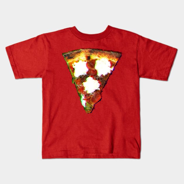 Pizza Slice Snack Glitch Kids T-Shirt by SABREart